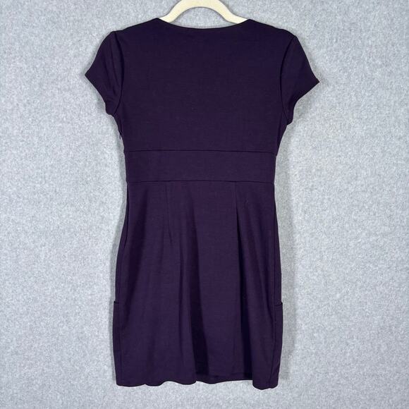 Appropriate Behavior Dress Junior 5 Purple Mini Knit Pleated Short Sleeve Career - Picture 10 of 11